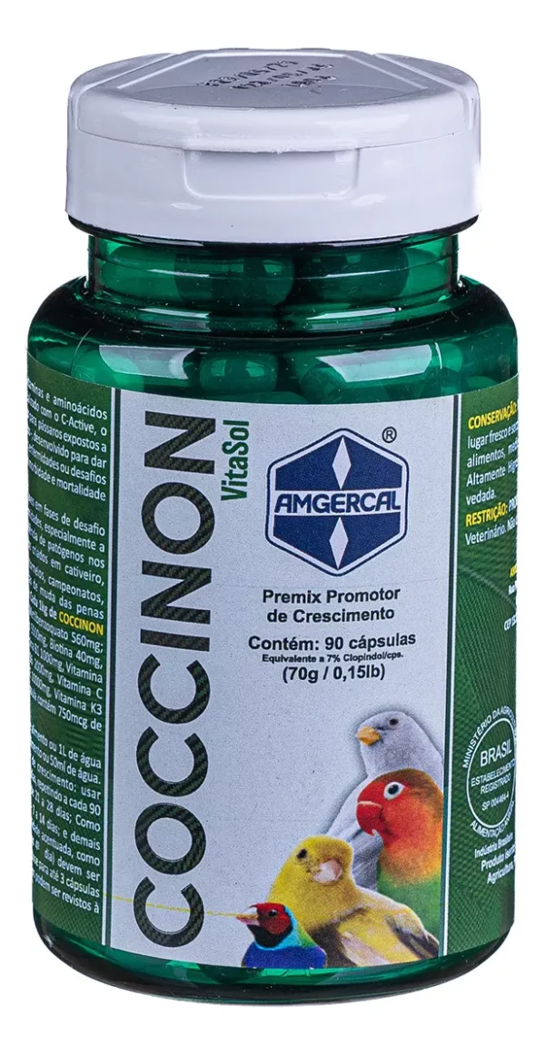 Coccinon Vitasol - 90 Cápsulas - Ajuda No Stress Das Aves