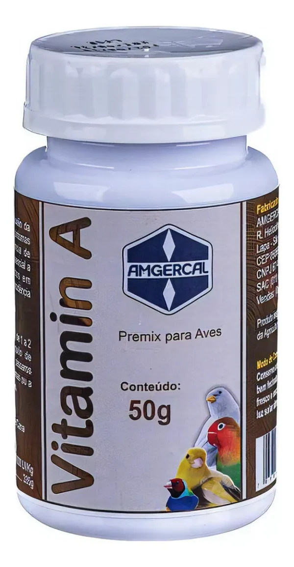 Vitamina A Para Pássaros - Canários Brancos - Pote - 50g